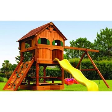 Tek Kuleli Tırmanmalı Ahşap Oyun Parkı